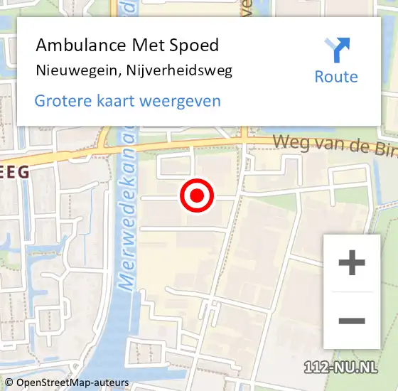 Locatie op kaart van de 112 melding: Ambulance Met Spoed Naar Nieuwegein, Nijverheidsweg op 29 januari 2018 14:35