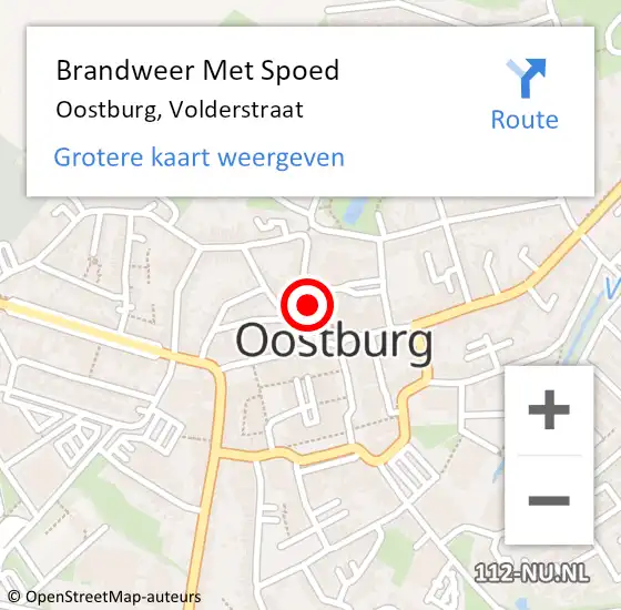 Locatie op kaart van de 112 melding: Brandweer Met Spoed Naar Oostburg, Volderstraat op 22 september 2013 13:53