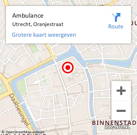 Locatie op kaart van de 112 melding: Ambulance Utrecht, Oranjestraat op 29 januari 2018 15:21