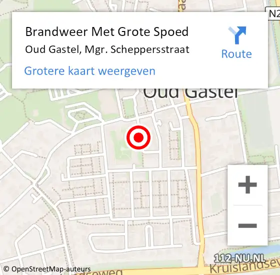 Locatie op kaart van de 112 melding: Brandweer Met Grote Spoed Naar Oud Gastel, Mgr. Scheppersstraat op 29 januari 2018 16:21