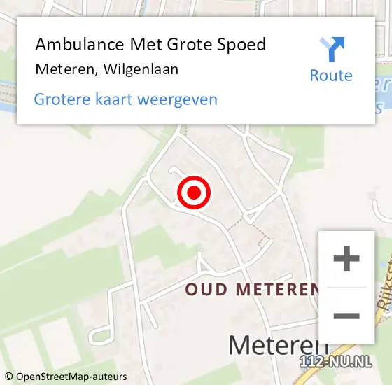 Locatie op kaart van de 112 melding: Ambulance Met Grote Spoed Naar Meteren, Wilgenlaan op 29 januari 2018 16:50