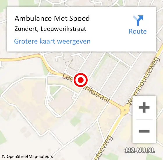 Locatie op kaart van de 112 melding: Ambulance Met Spoed Naar Zundert, Leeuwerikstraat op 29 januari 2018 17:50