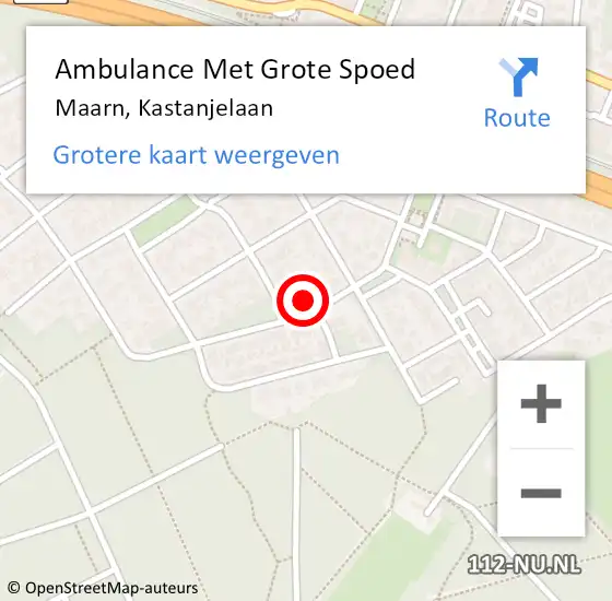 Locatie op kaart van de 112 melding: Ambulance Met Grote Spoed Naar Maarn, Kastanjelaan op 29 januari 2018 17:57