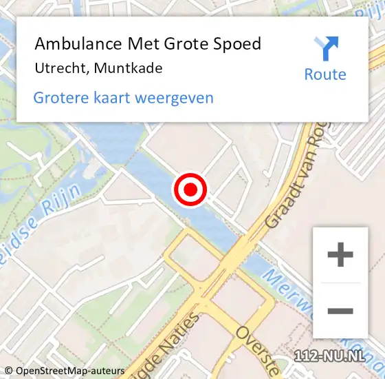 Locatie op kaart van de 112 melding: Ambulance Met Grote Spoed Naar Utrecht, Muntkade op 29 januari 2018 19:06
