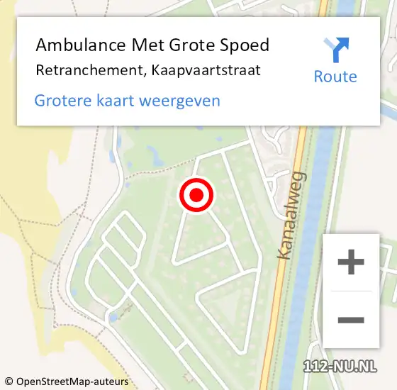 Locatie op kaart van de 112 melding: Ambulance Met Grote Spoed Naar Retranchement, Kaapvaartstraat op 29 januari 2018 19:13