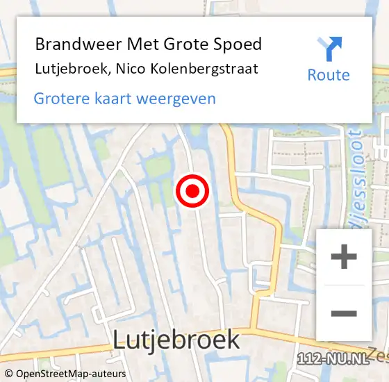 Locatie op kaart van de 112 melding: Brandweer Met Grote Spoed Naar Lutjebroek, Nico Kolenbergstraat op 29 januari 2018 19:38