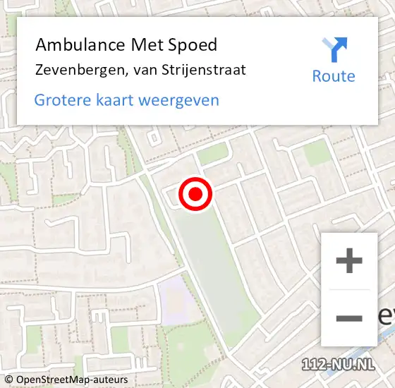 Locatie op kaart van de 112 melding: Ambulance Met Spoed Naar Zevenbergen, van Strijenstraat op 29 januari 2018 19:48