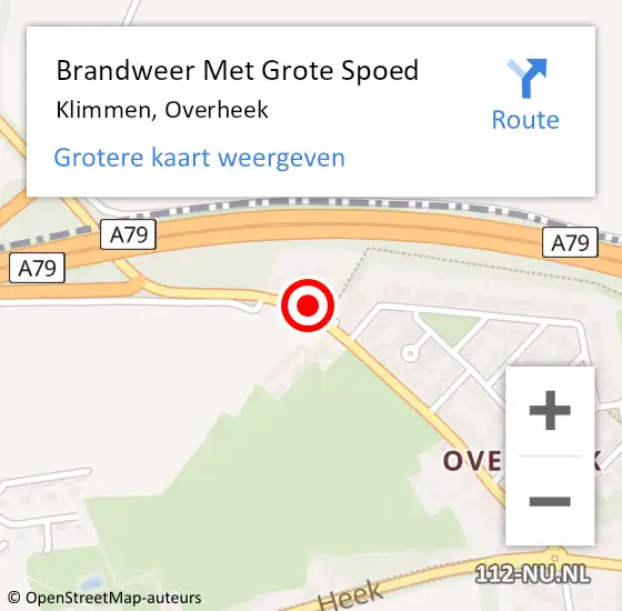 Locatie op kaart van de 112 melding: Brandweer Met Grote Spoed Naar Klimmen, Overheek op 29 januari 2018 19:57