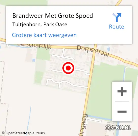 Locatie op kaart van de 112 melding: Brandweer Met Grote Spoed Naar Tuitjenhorn, Park Oase op 29 januari 2018 19:59