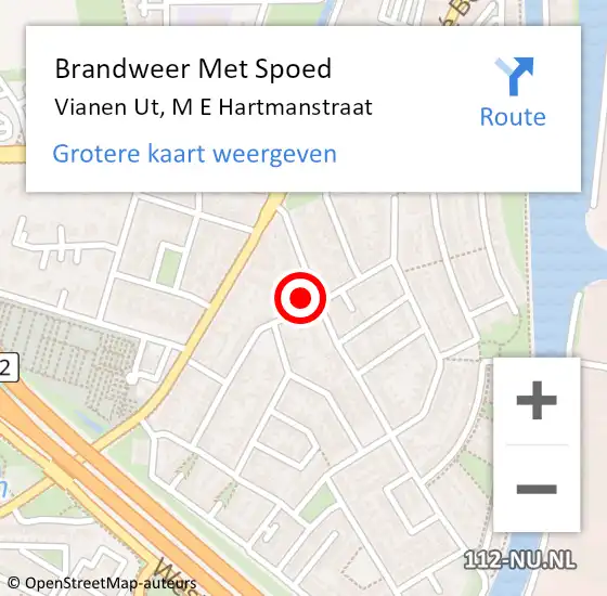 Locatie op kaart van de 112 melding: Brandweer Met Spoed Naar Vianen Ut, M E Hartmanstraat op 29 januari 2018 20:37