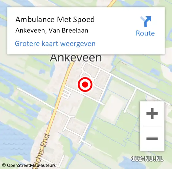 Locatie op kaart van de 112 melding: Ambulance Met Spoed Naar Ankeveen, Van Breelaan op 14 februari 2014 16:47