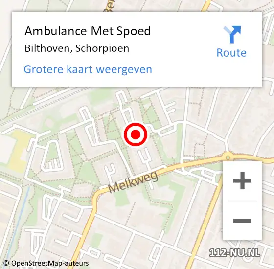 Locatie op kaart van de 112 melding: Ambulance Met Spoed Naar Bilthoven, Schorpioen op 29 januari 2018 21:35