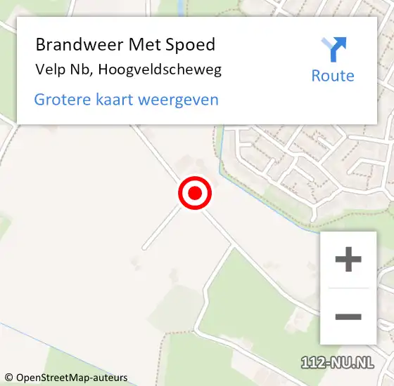 Locatie op kaart van de 112 melding: Brandweer Met Spoed Naar Velp Nb, Hoogveldscheweg op 29 januari 2018 22:04