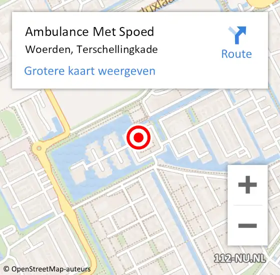 Locatie op kaart van de 112 melding: Ambulance Met Spoed Naar Woerden, Terschellingkade op 29 januari 2018 22:27