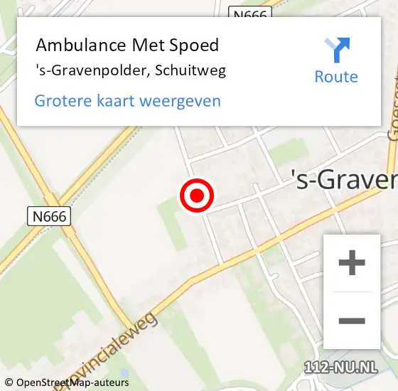 Locatie op kaart van de 112 melding: Ambulance Met Spoed Naar 's-Gravenpolder, Schuitweg op 29 januari 2018 22:51