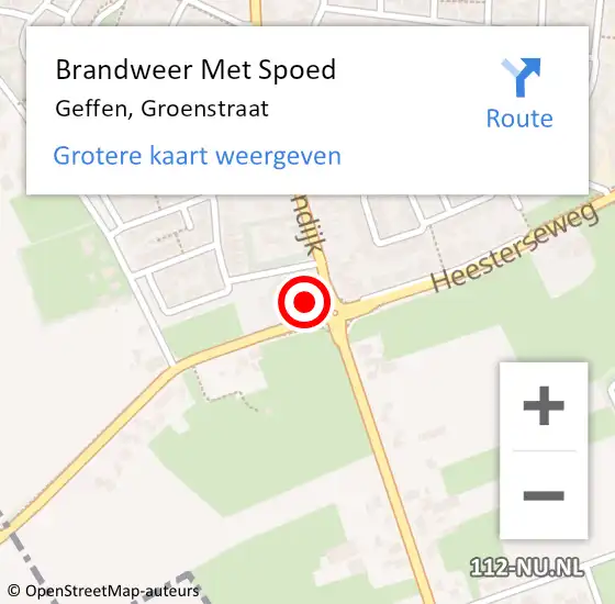 Locatie op kaart van de 112 melding: Brandweer Met Spoed Naar Geffen, Groenstraat op 29 januari 2018 23:11