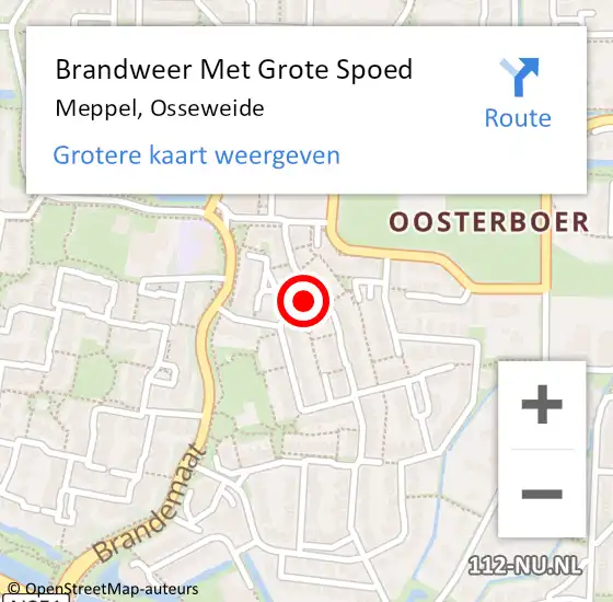 Locatie op kaart van de 112 melding: Brandweer Met Grote Spoed Naar Meppel, Osseweide op 29 januari 2018 23:41