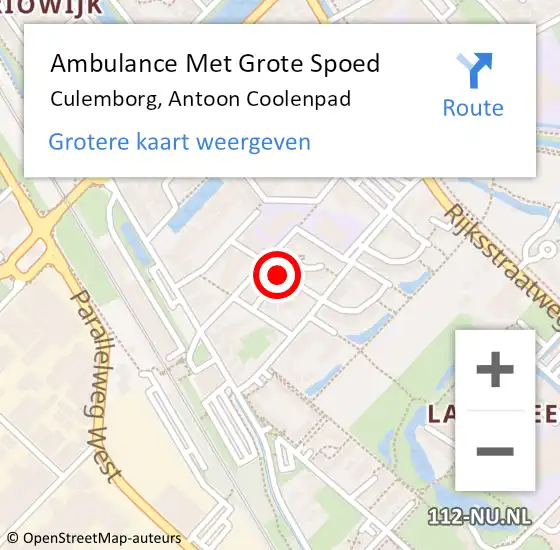 Locatie op kaart van de 112 melding: Ambulance Met Grote Spoed Naar Culemborg, Antoon Coolenpad op 30 januari 2018 00:42