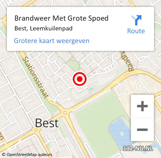 Locatie op kaart van de 112 melding: Brandweer Met Grote Spoed Naar Best, Leemkuilenpad op 30 januari 2018 01:22