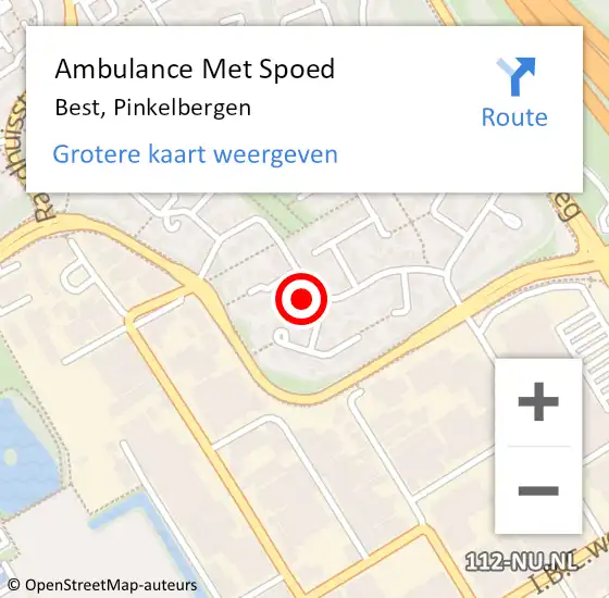 Locatie op kaart van de 112 melding: Ambulance Met Spoed Naar Best, Pinkelbergen op 30 januari 2018 03:50
