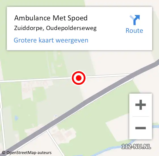 Locatie op kaart van de 112 melding: Ambulance Met Spoed Naar Zuiddorpe, Oudepolderseweg op 30 januari 2018 06:44