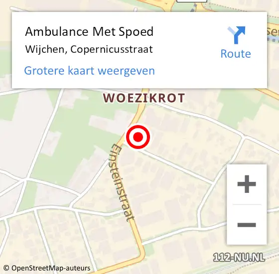 Locatie op kaart van de 112 melding: Ambulance Met Spoed Naar Wijchen, Copernicusstraat op 30 januari 2018 08:17