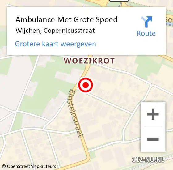 Locatie op kaart van de 112 melding: Ambulance Met Grote Spoed Naar Wijchen, Copernicusstraat op 30 januari 2018 08:20