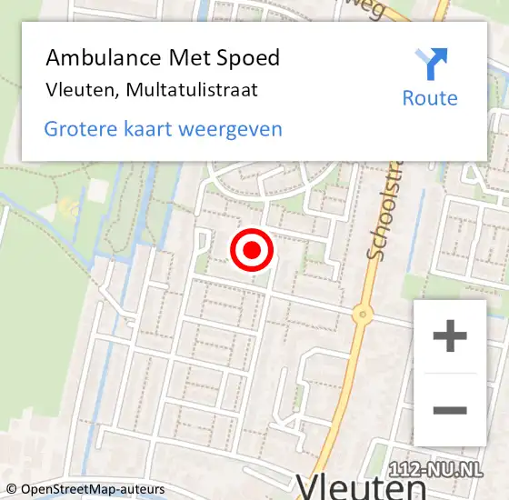 Locatie op kaart van de 112 melding: Ambulance Met Spoed Naar Vleuten, Multatulistraat op 30 januari 2018 08:29