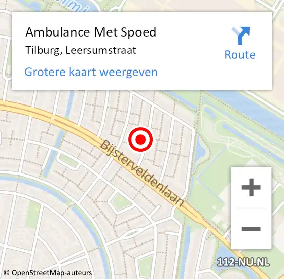 Locatie op kaart van de 112 melding: Ambulance Met Spoed Naar Tilburg, Leersumstraat op 30 januari 2018 08:55