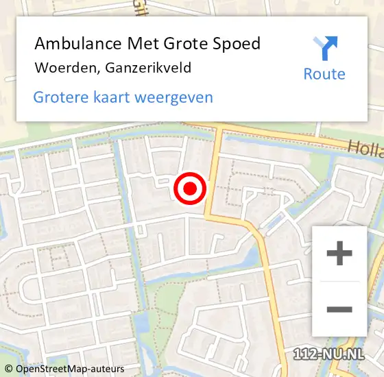 Locatie op kaart van de 112 melding: Ambulance Met Grote Spoed Naar Woerden, Ganzerikveld op 30 januari 2018 08:55