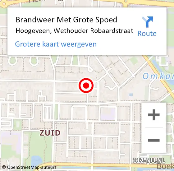 Locatie op kaart van de 112 melding: Brandweer Met Grote Spoed Naar Hoogeveen, Wethouder Robaardstraat op 30 januari 2018 08:56