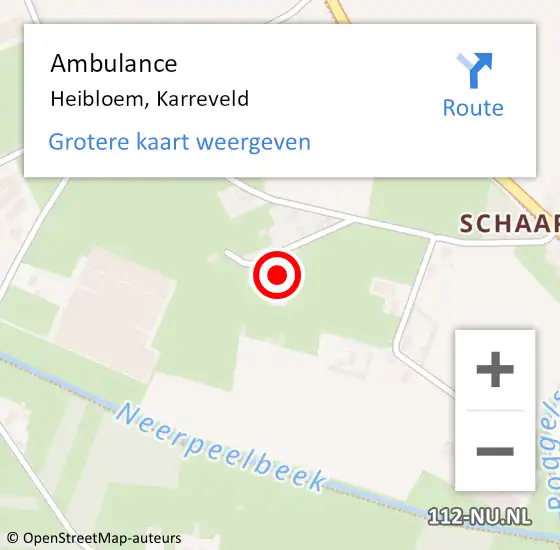 Locatie op kaart van de 112 melding: Ambulance Heibloem, Karreveld op 30 januari 2018 09:16