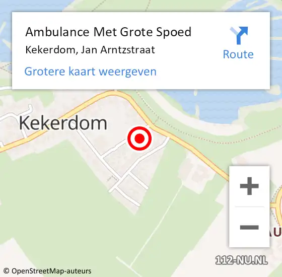 Locatie op kaart van de 112 melding: Ambulance Met Grote Spoed Naar Kekerdom, Jan Arntzstraat op 30 januari 2018 09:21