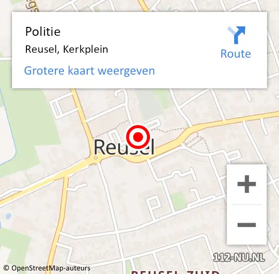 Locatie op kaart van de 112 melding: Politie Reusel, Kerkplein op 30 januari 2018 10:09