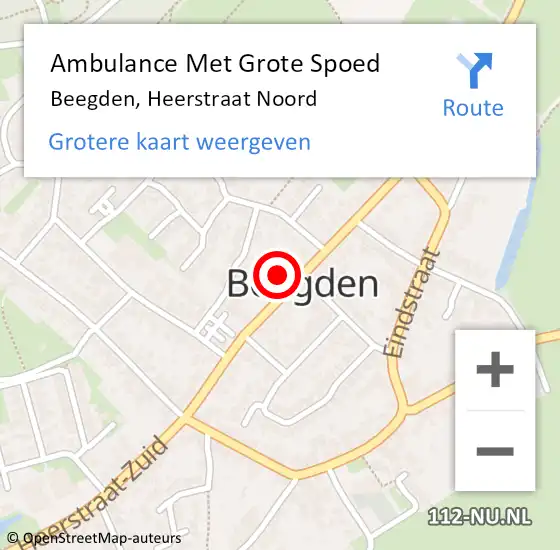 Locatie op kaart van de 112 melding: Ambulance Met Grote Spoed Naar Beegden, Heerstraat Noord op 30 januari 2018 10:35