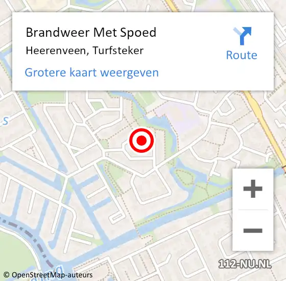 Locatie op kaart van de 112 melding: Brandweer Met Spoed Naar Heerenveen, Turfsteker op 30 januari 2018 10:45