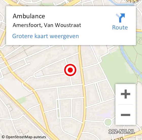 Locatie op kaart van de 112 melding: Ambulance Amersfoort, Van Woustraat op 30 januari 2018 11:12