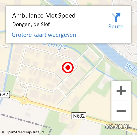 Locatie op kaart van de 112 melding: Ambulance Met Spoed Naar Dongen, de Slof op 30 januari 2018 11:24