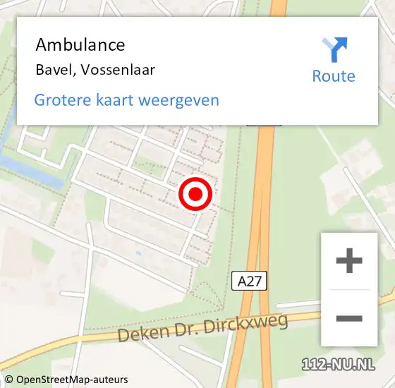 Locatie op kaart van de 112 melding: Ambulance Bavel, Vossenlaar op 30 januari 2018 11:46