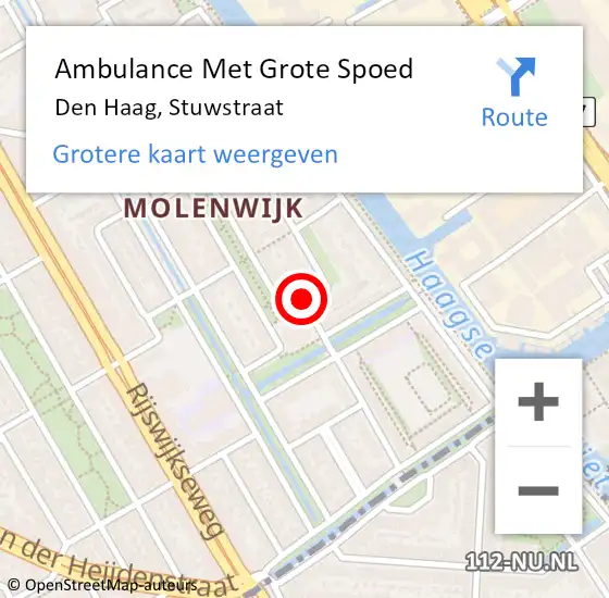Locatie op kaart van de 112 melding: Ambulance Met Grote Spoed Naar Den Haag, Stuwstraat op 30 januari 2018 12:09