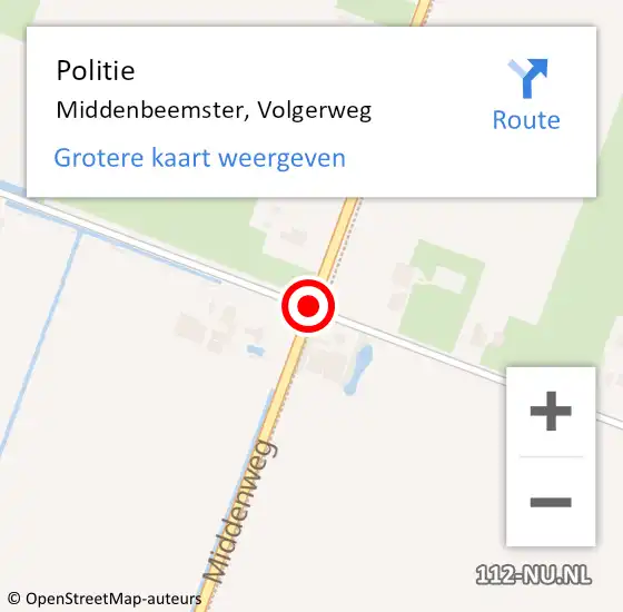 Locatie op kaart van de 112 melding: Politie Middenbeemster, Volgerweg op 30 januari 2018 12:09