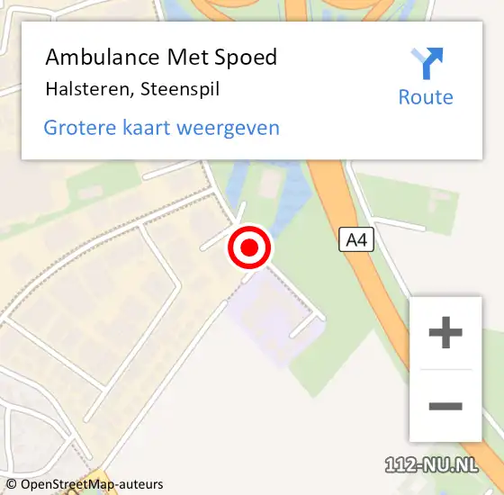 Locatie op kaart van de 112 melding: Ambulance Met Spoed Naar Halsteren, Steenspil op 30 januari 2018 12:18