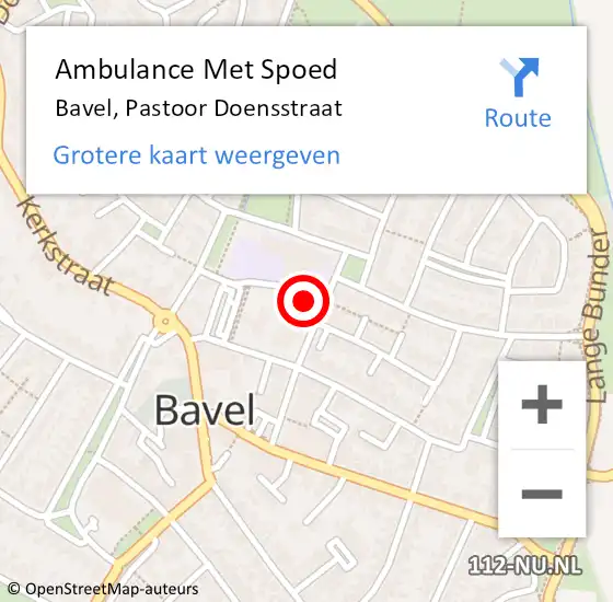 Locatie op kaart van de 112 melding: Ambulance Met Spoed Naar Bavel, Pastoor Doensstraat op 30 januari 2018 12:20