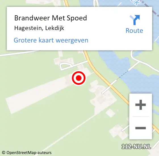 Locatie op kaart van de 112 melding: Brandweer Met Spoed Naar Hagestein, Lekdijk op 30 januari 2018 12:28