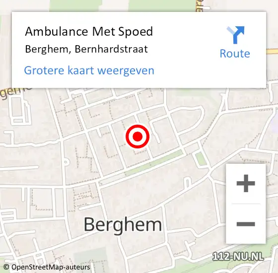 Locatie op kaart van de 112 melding: Ambulance Met Spoed Naar Berghem, Bernhardstraat op 30 januari 2018 13:02