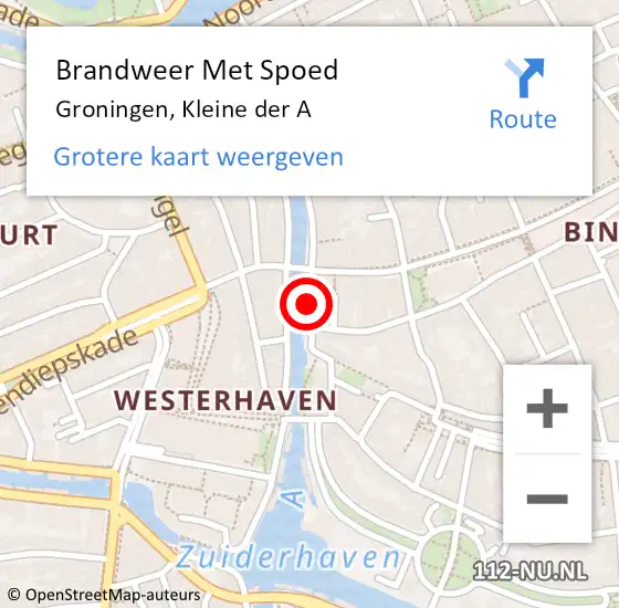 Locatie op kaart van de 112 melding: Brandweer Met Spoed Naar Groningen, Kleine der A op 14 februari 2014 17:42