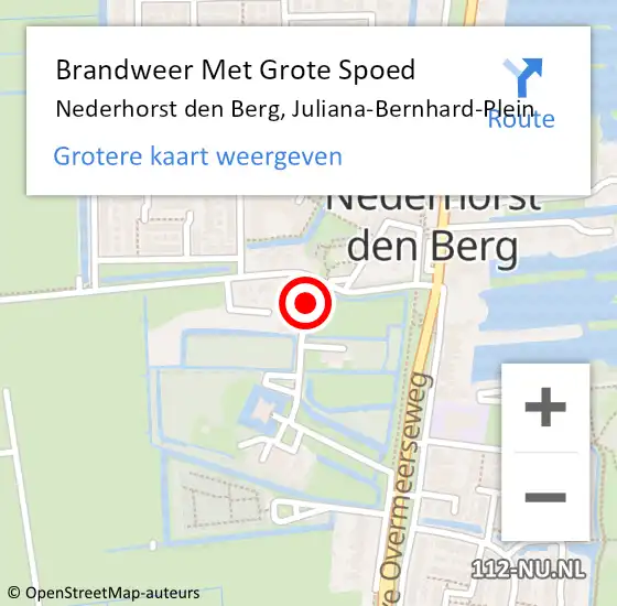 Locatie op kaart van de 112 melding: Brandweer Met Grote Spoed Naar Nederhorst den Berg, Juliana-Bernhard-Plein op 30 januari 2018 13:33