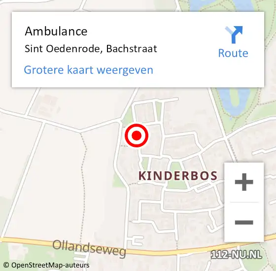 Locatie op kaart van de 112 melding: Ambulance Sint Oedenrode, Bachstraat op 30 januari 2018 13:40