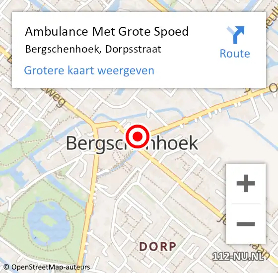 Locatie op kaart van de 112 melding: Ambulance Met Grote Spoed Naar Bergschenhoek, Dorpsstraat op 30 januari 2018 14:04