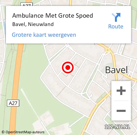 Locatie op kaart van de 112 melding: Ambulance Met Grote Spoed Naar Bavel, Nieuwland op 30 januari 2018 14:09